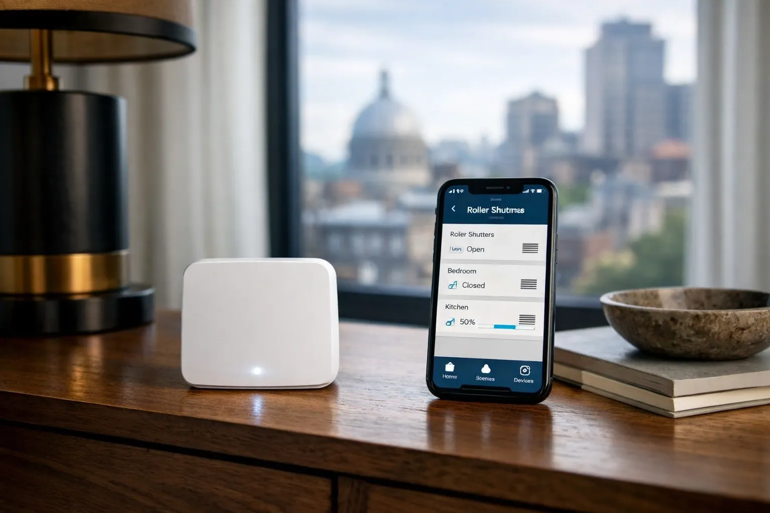 Box TaHoma Somfy et application mobile pour contrôle des volets roulants à distance