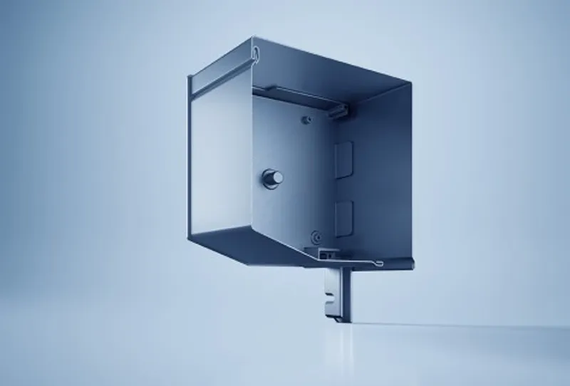 Caisson d'enroulement angle bas pour volet roulant, intégration discrète