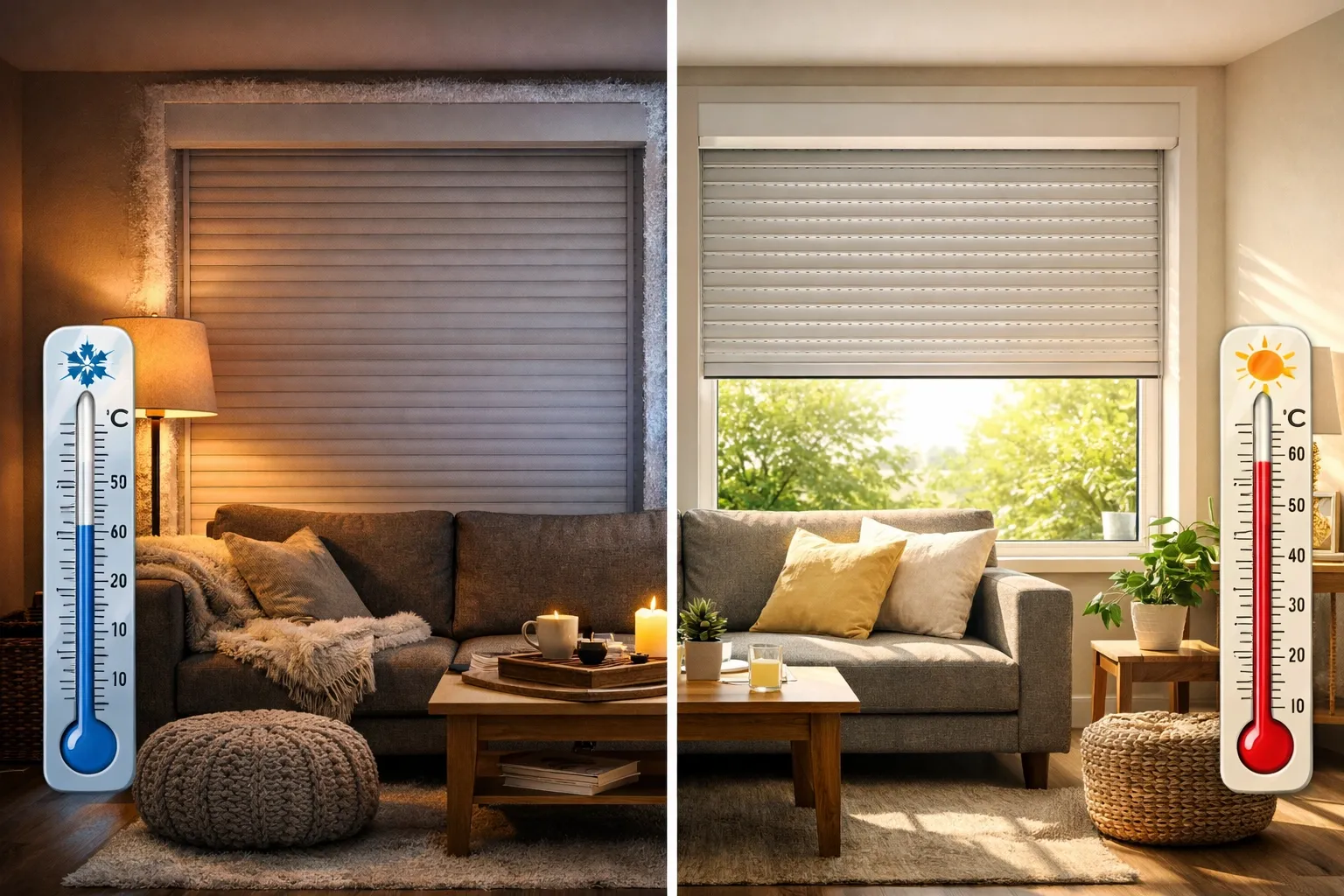 Volets roulants isolants - comparaison hiver-été pour économies d'énergie à Montréal