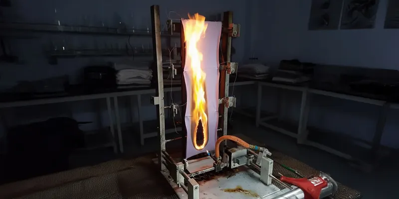 Test au feu sur moustiquaire, vérification de résistance