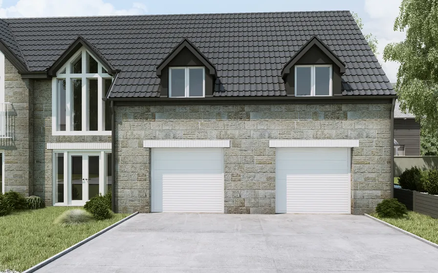 Garage résidentiel avec porte enroulable