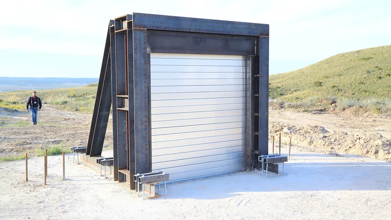 Test de résistance à la force sur porte de garage enroulable, sécurité