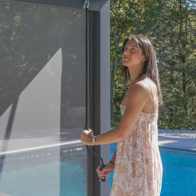 Manivelle pour toile solaire, solution manuelle de secours