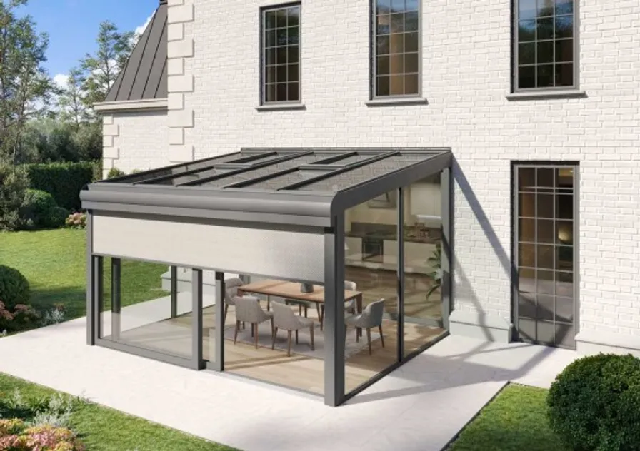 Toile solaire pour solarium ou pergola, contrôle solaire 3 saisons