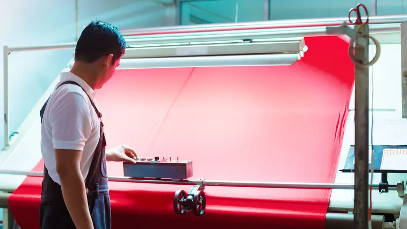 Test d'imperfections sur tissu, contrôle qualité toile solaire